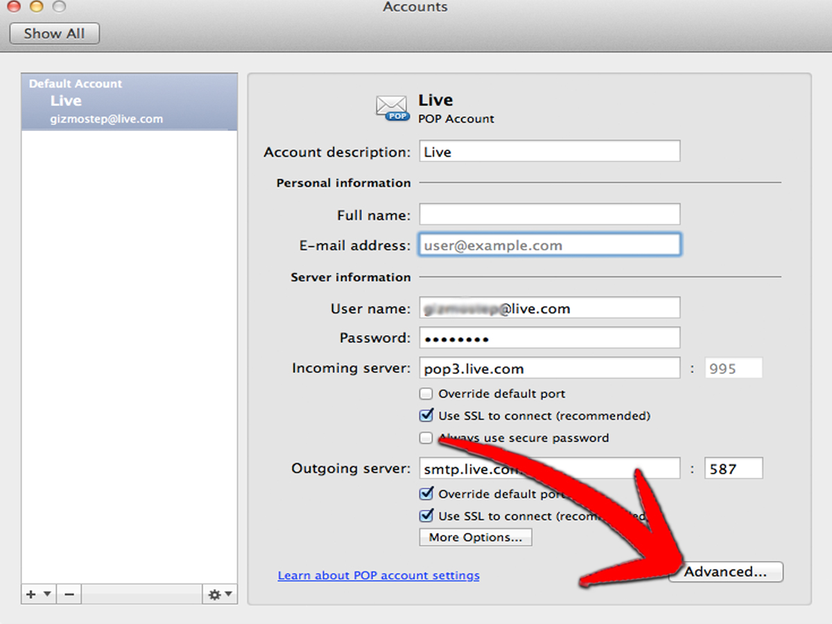 outlook 2011 for mac new account